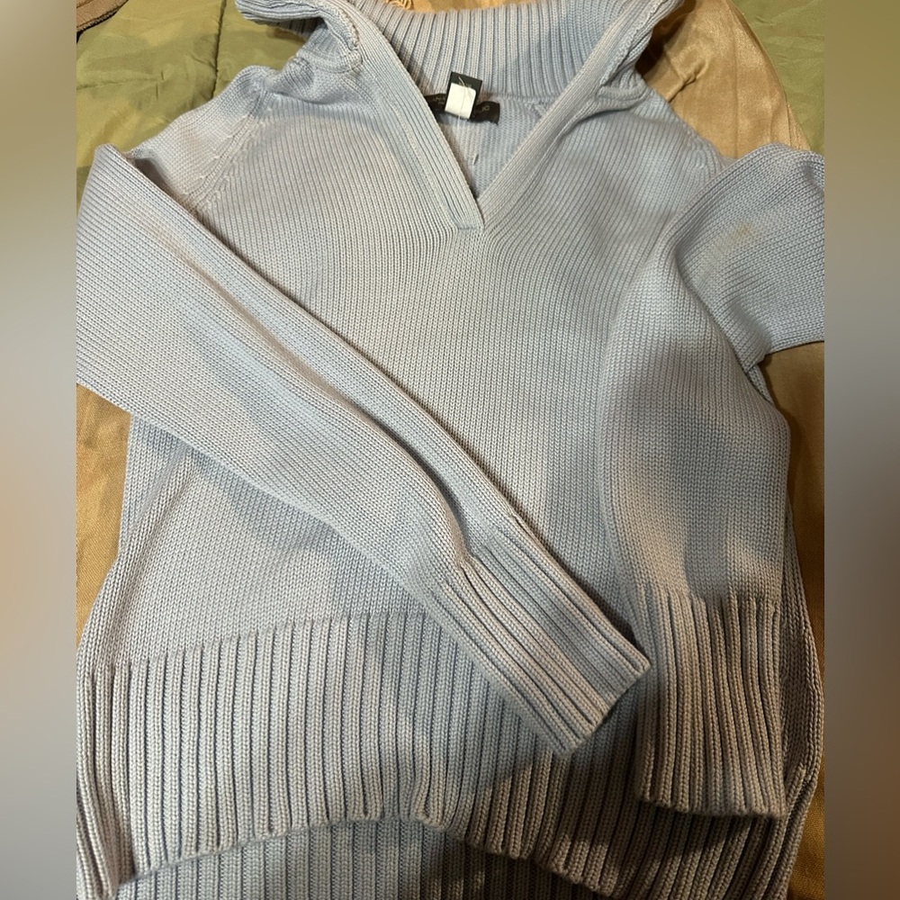 Banana Republic Factory Rib Knit Mock Neck Sweater NWT Blue Size Medium